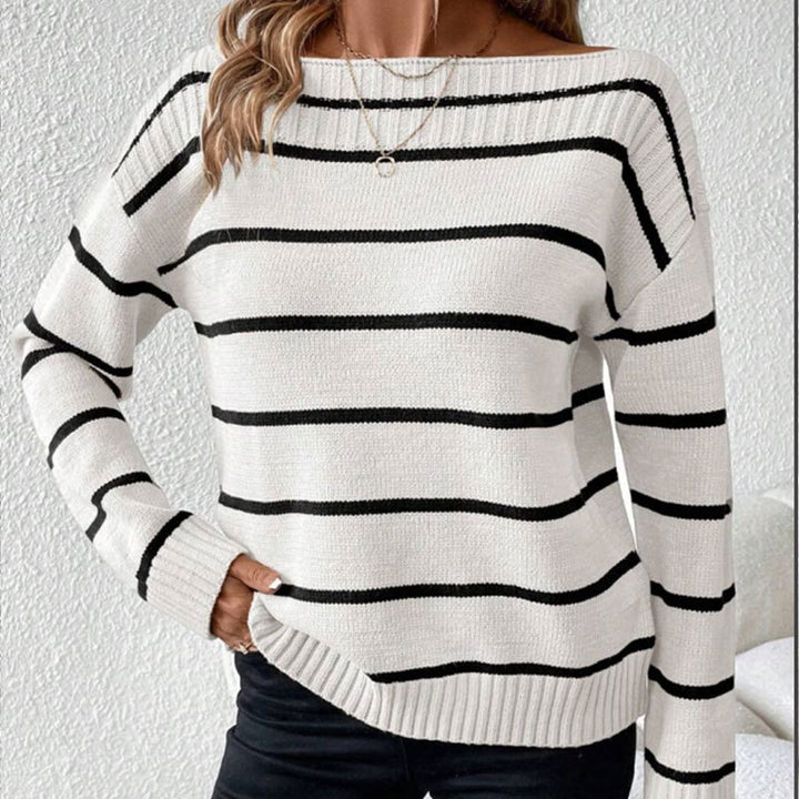 Dame afslappet sweater med iøjnefaldende stribedesign Stilla