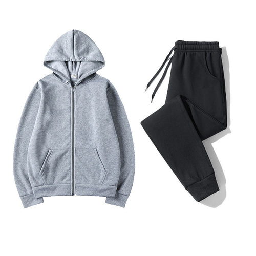 Kvinders sporty hoodie sæt med praktisk lynlås og elastisk talje Skovae
