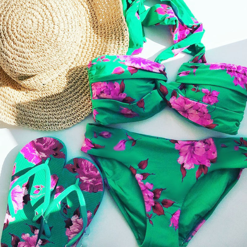 Dame Strand-Bikini-Sæt med asymmetrisk top og elegant Maxiskørt Skovae