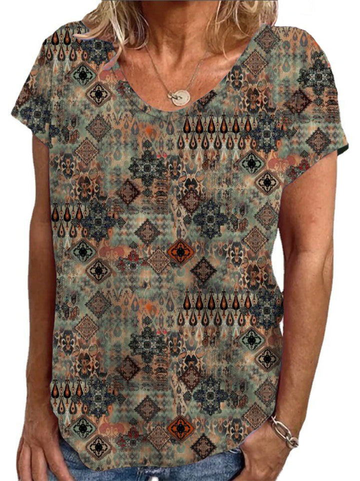Dame Loose Bluse med farverigt paisleymønster Skovae