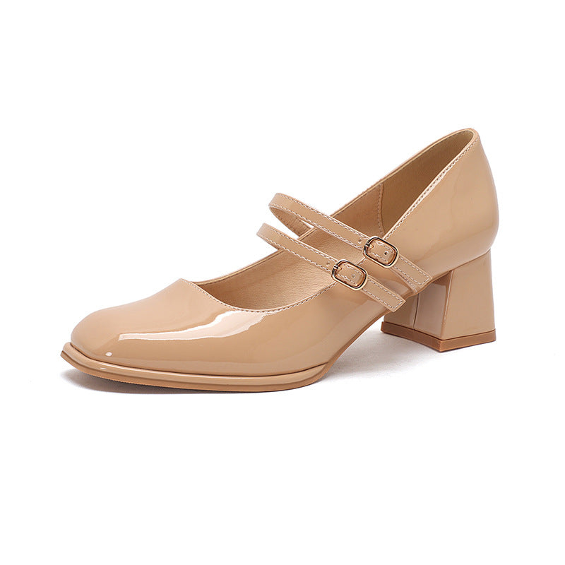 Femme Elegante Chunky Heel Mary Jane Pumps Stilla