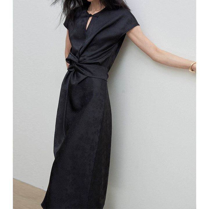 Dame elegant wrap top med dekorativ knude og struktureret stof Stilla