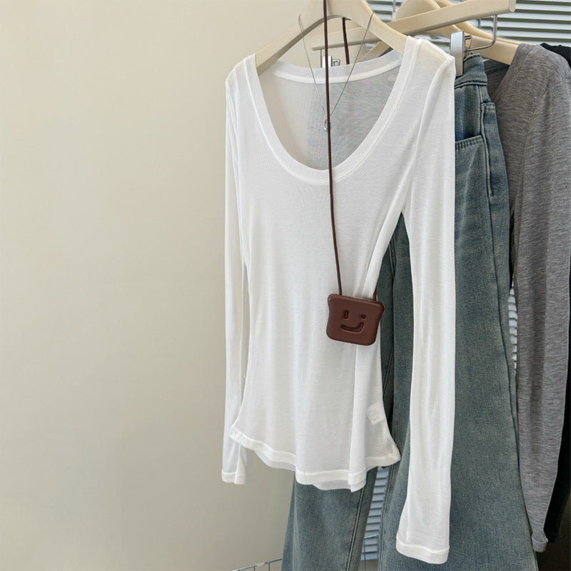 Femme Relaxed Fit Langærmet Top med Rund Hals Stilla