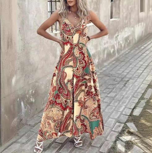 Kvinder Bohemian Paisley Print Maxi Kjole Stilla