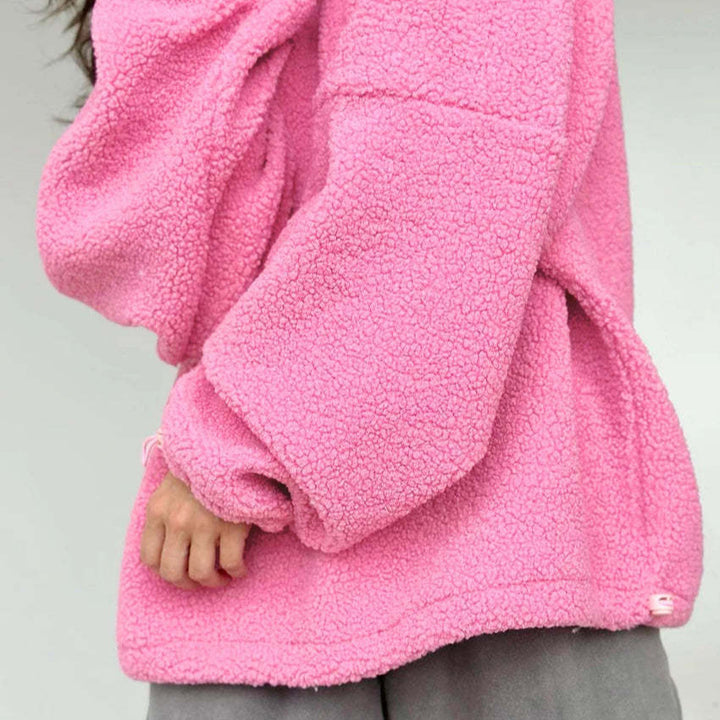 Dame Blød Fleece Pullover med halvvindue Stilla