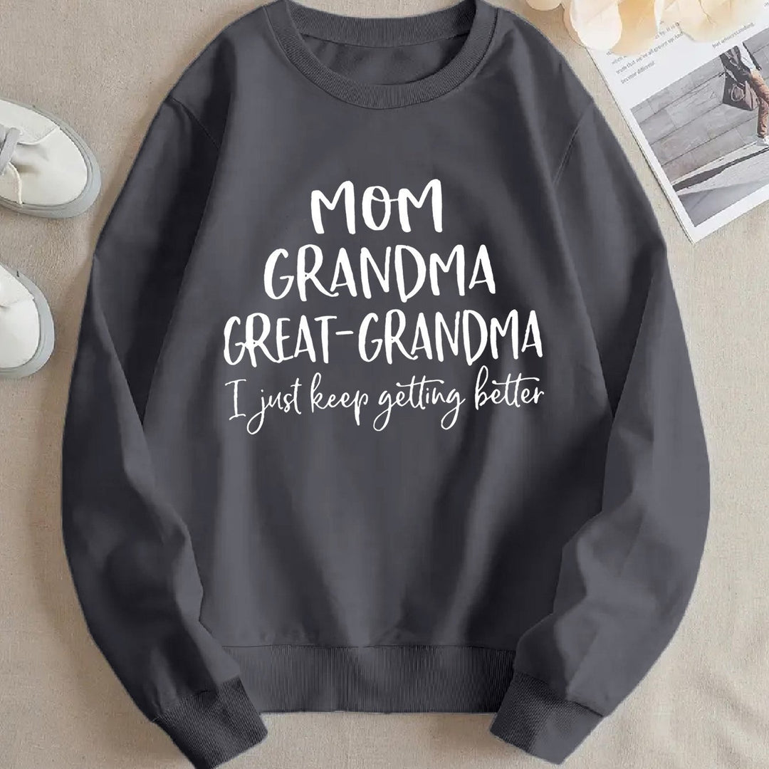 Kvinders sweatshirt med kreativ familieprint og komfortabel pasform Stilla