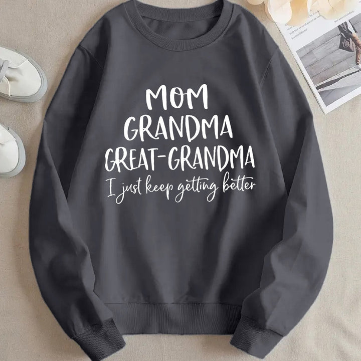 Kvinders sweatshirt med kreativ familieprint og komfortabel pasform Stilla