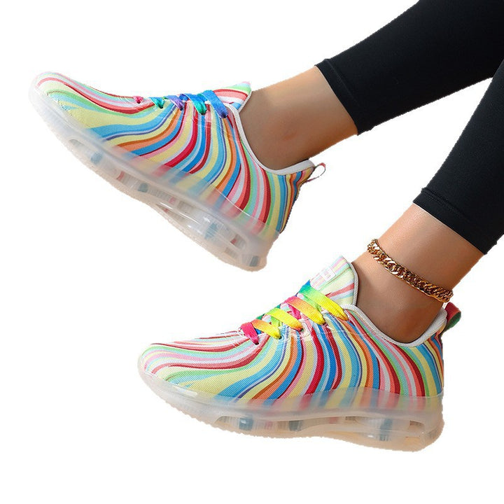 Dame nan let mønster-sneakers med elastisk canvas-overdel, polstret hælstøtte og segmenteret fleksibel sål Skovae