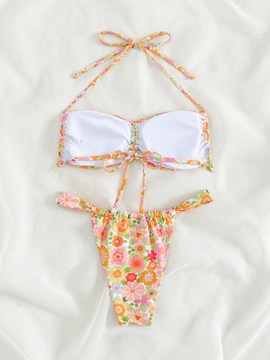 Dame bandeau bikini med legende blomsterdesign Skovae