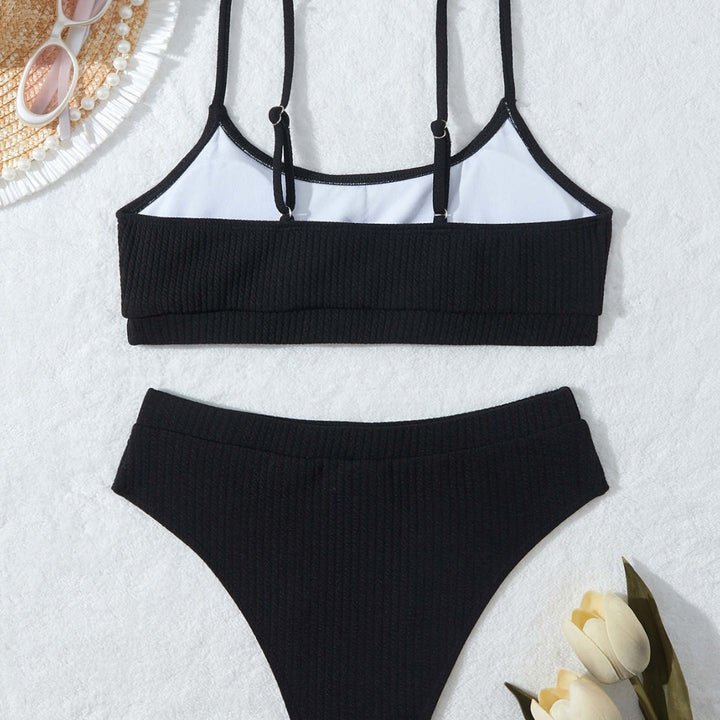 Dame Rib-Højtalje-Bikini-Sæt Stilla 1750839704