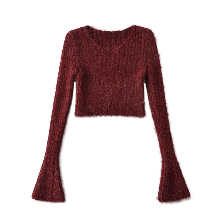 Dame moderigtig Crop-Top med brede ærmer og blødt struktureret materiale Stilla