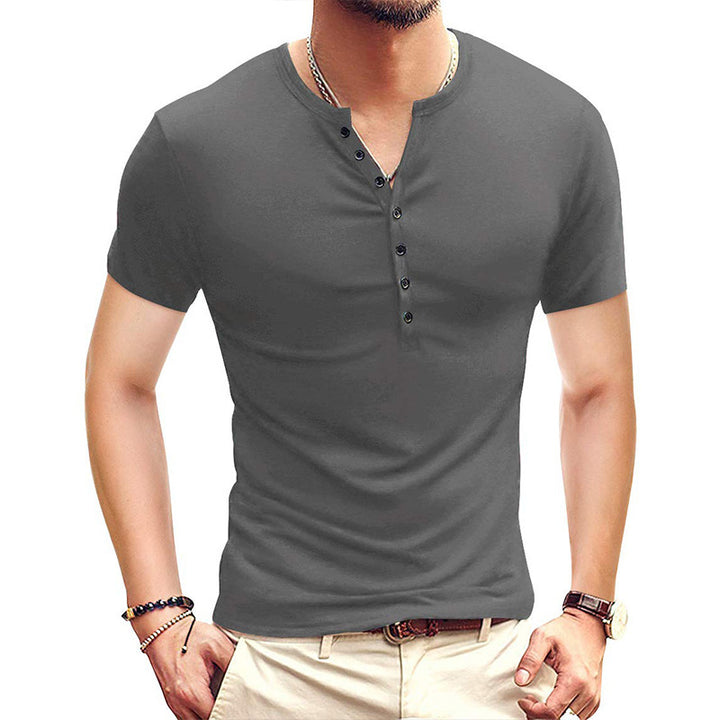 Herrer kortærmet Henley-shirt med stilfuld knaplukning Stilla