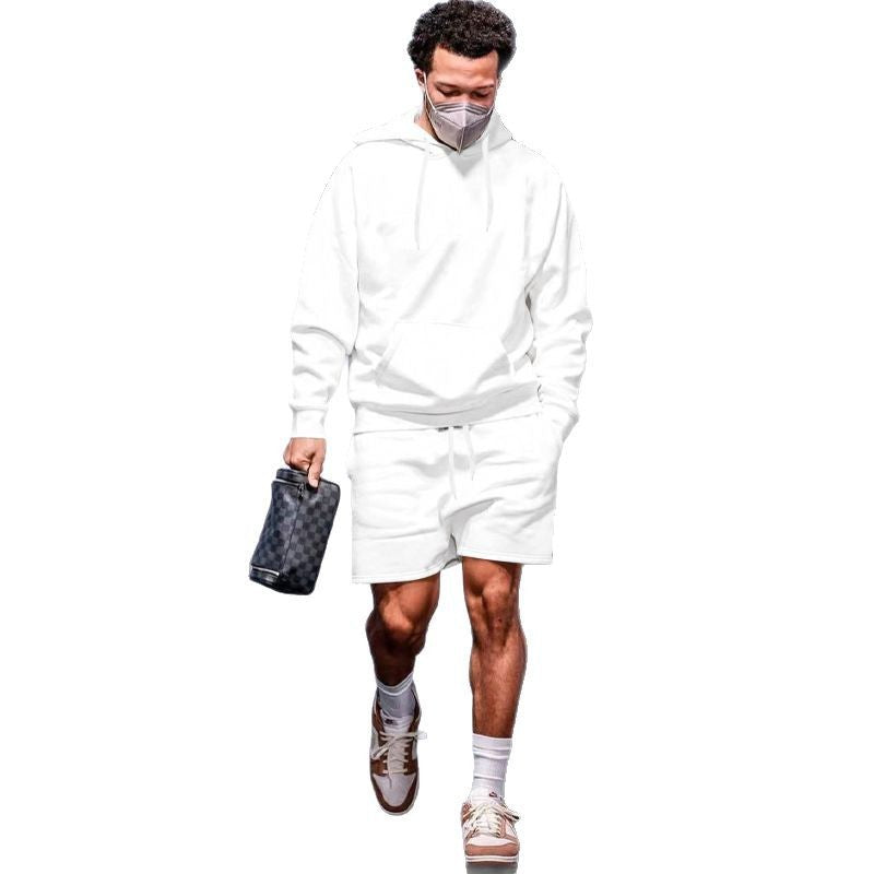 Herre afslappet hoodie- og shorts-sæt i åndbart materiale med praktiske lommer Stilla