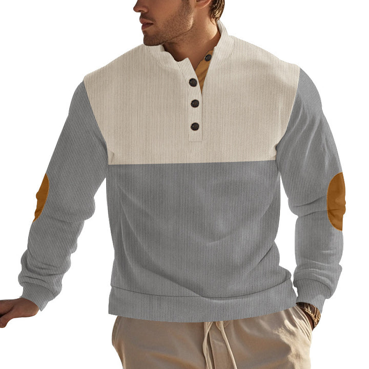 Herrer hyggelig fleece-trøje med knaplukning og fashionabelt accent Stilla