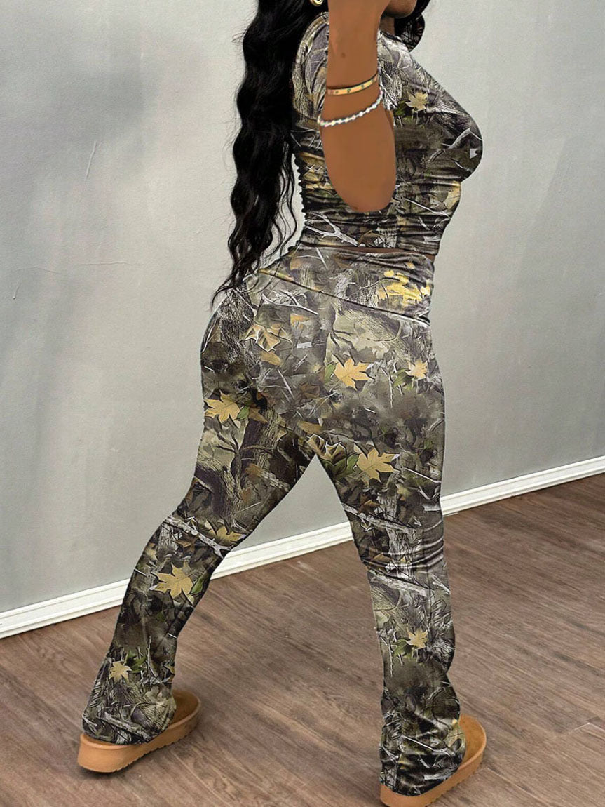 Dame fritidsdragt med floral camouflage-design Stilla