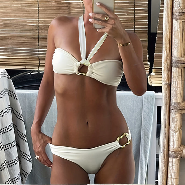 Damer Bandeau-bikini med elegant ringdetalje Skovae