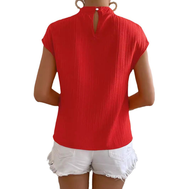 Dame Elegant Bluse med knapdetalje og struktureret stof Stilla
