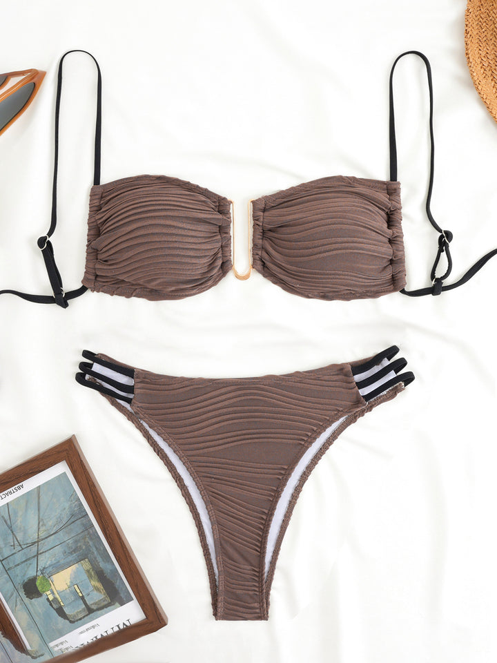 Dame bandeau-bikini med trendy ruffles design Skovae