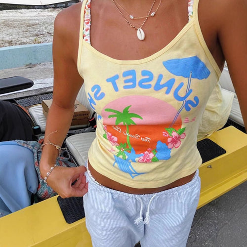 Dame tanktop med stilfuld sommerprint og behageligt blødt stof Stilla