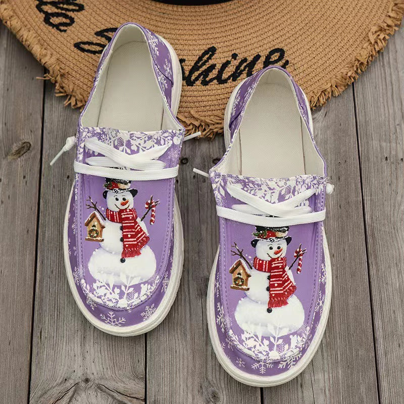 Dame Sneakers med vinterligt snemandsmotiv og skridsikker sål Stilla