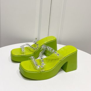 Dame Plateau-sandaler med glitrende remme og moderne blokhæl Stilla