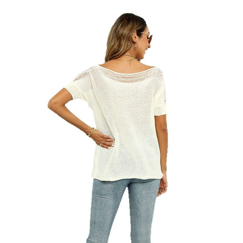 Dame afslappet strikbluse med Off-Shoulder design og løs pasform Stilla