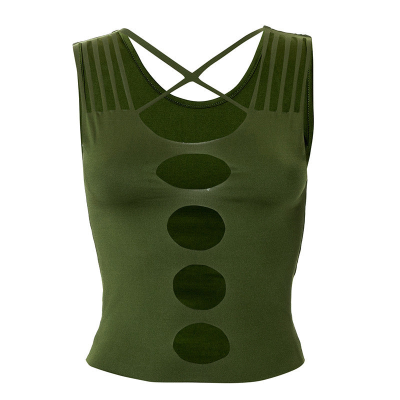 Dame Crop-Top med kreative cut-out-detaljer og moderne stropper Skovae