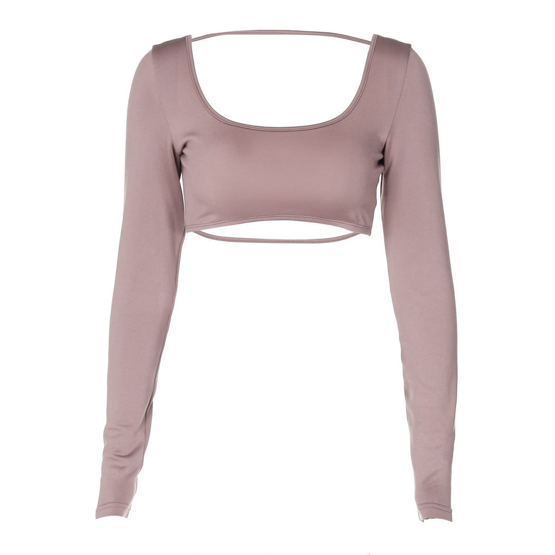 Dame Langærmet-Crop-Top med firkantet udskæring og tætsiddende snit Stilla