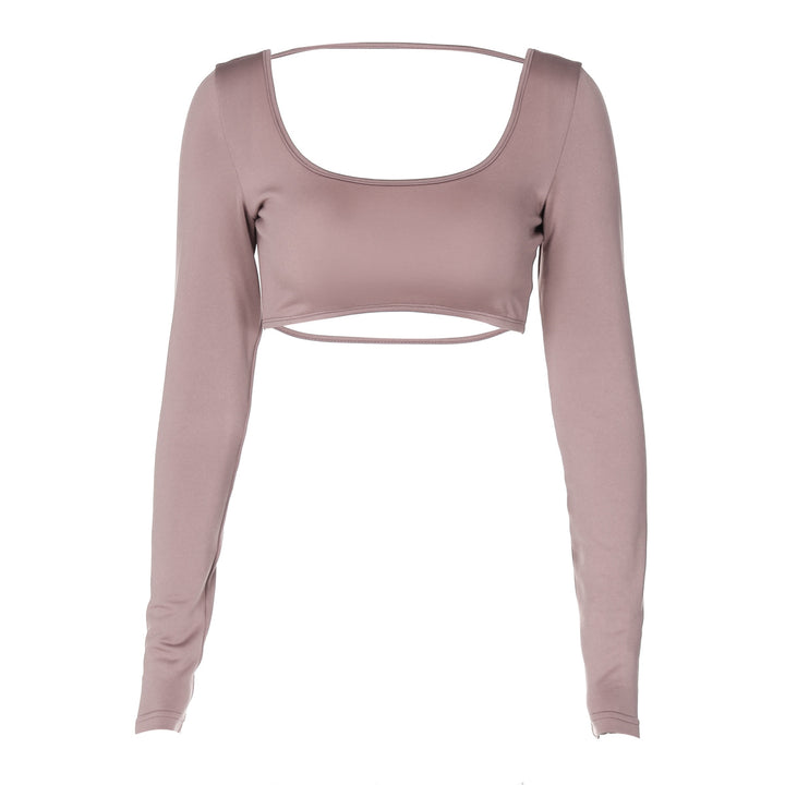 Dame Langærmet-Crop-Top med firkantet udskæring og tætsiddende snit Stilla
