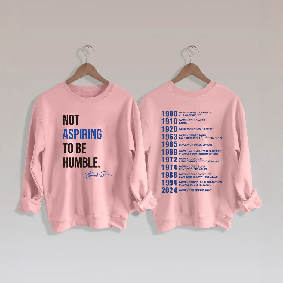 Kvinders sweatshirts med inspirerende tekst og historisk motiv Stilla