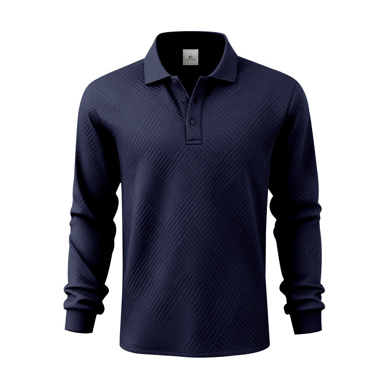 Herrer nan langærmet Poloshirt i struktureret Jacquardstrik Skovae