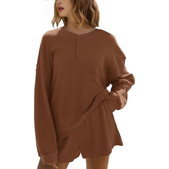 Kvinders afslappede langærmede skjorte sweater med knappedetaljer Stilla