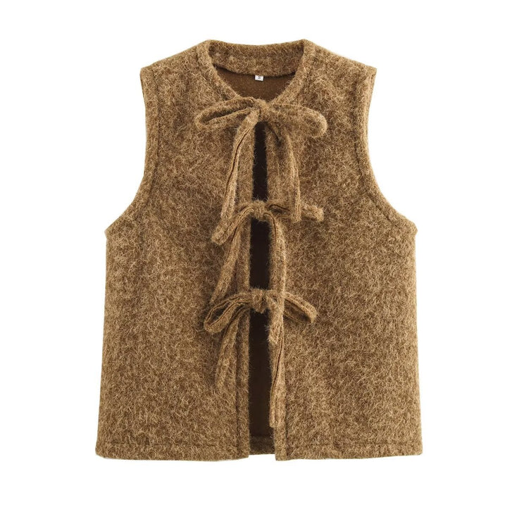 Damevest med raffinerede bånd og blødt fleece-materiale Stilla