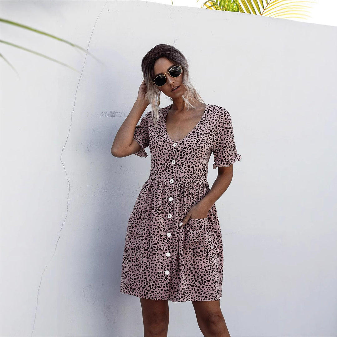Dame Button-Up Trappel Mini Kjole Stilla
