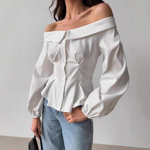 Dame Off-Shoulder Bluse med ballonlignende ærmer og elegante detaljer Stilla