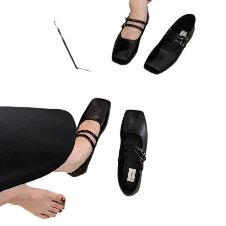 Dame elegante Mary Jane Flats med dobbelt rem og komfortabel sål Stilla