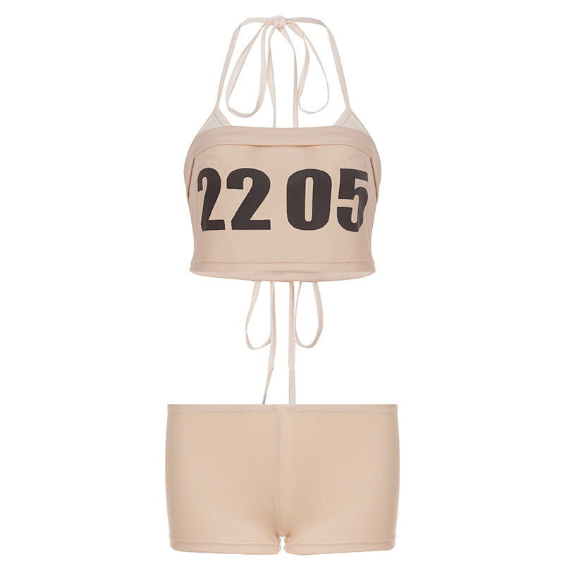 Dame Sporty Bikini-sæt med stilfuld Crop-top og behagelige Shorts Skovae