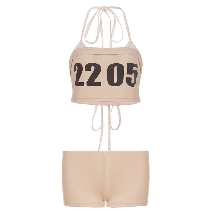 Dame Sporty Bikini-sæt med stilfuld Crop-top og behagelige Shorts Skovae