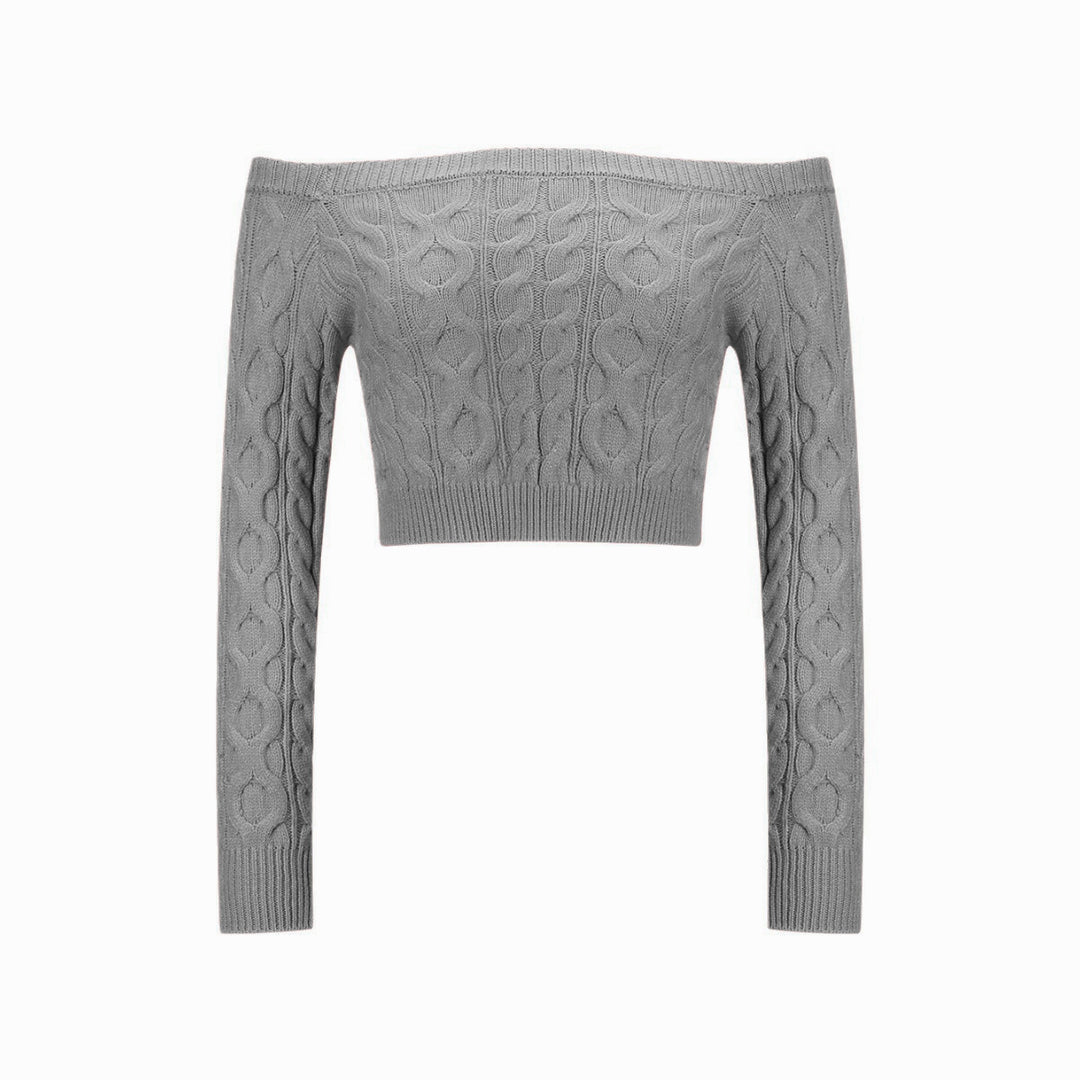 Kvindernes Off-Shoulder Striktrøje med Kabelmønster Stilla