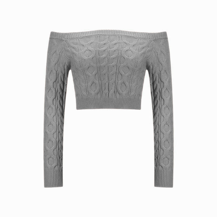 Kvindernes Off-Shoulder Striktrøje med Kabelmønster Stilla