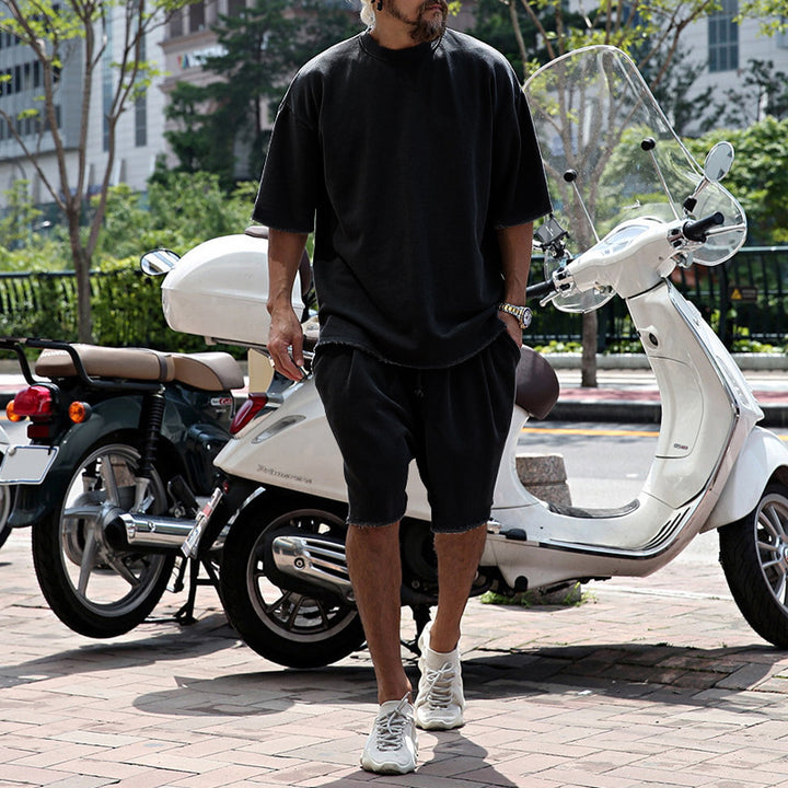 Herrer afslappet oversized T-shirt og shorts sæt Stilla