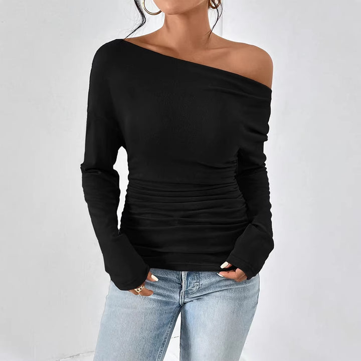 Dame Off-Shoulder Overdel med figursyet snit og fin rynkning Skovae
