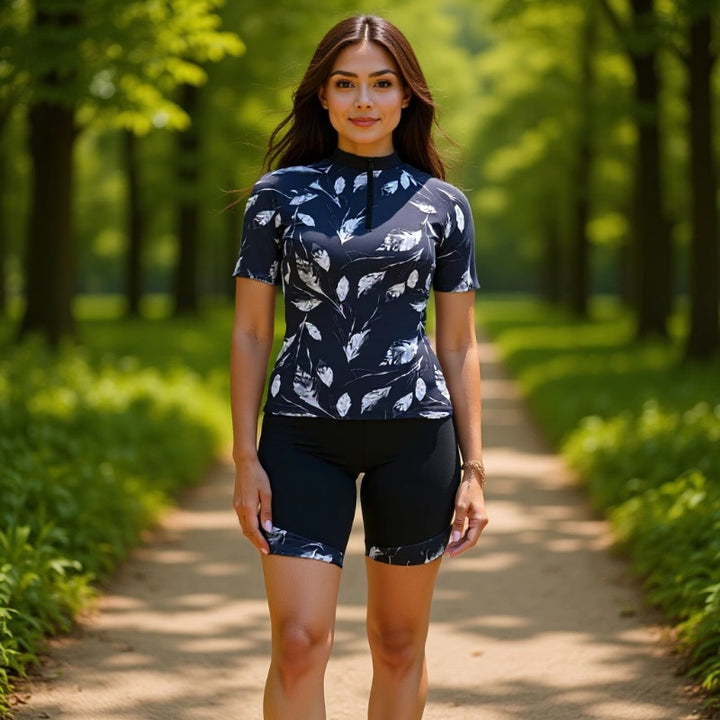 Damer Sporty Kortærmet Badedragt med Blomsterprint Skovae