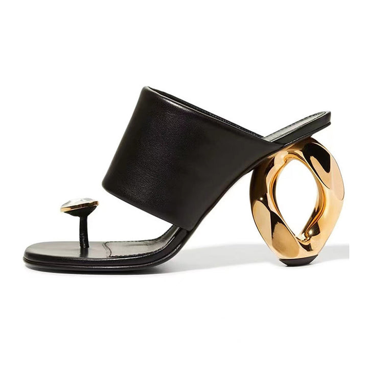 Femme Fashion-Forward Slide Mules med skulpturelt hældesign Stilla