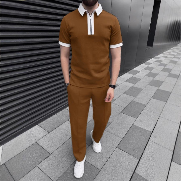 Herrer Modern Zip-Up Polo Sæt Stilla