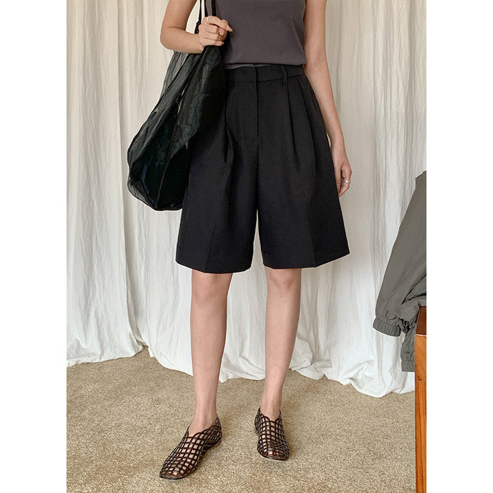 Dame elegante shorts med høj talje og moderne folder Stilla