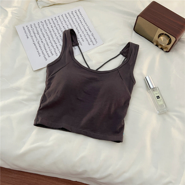 Femme Stilfuld Korte Tanktop med Komplekst Stropdesign Stilla