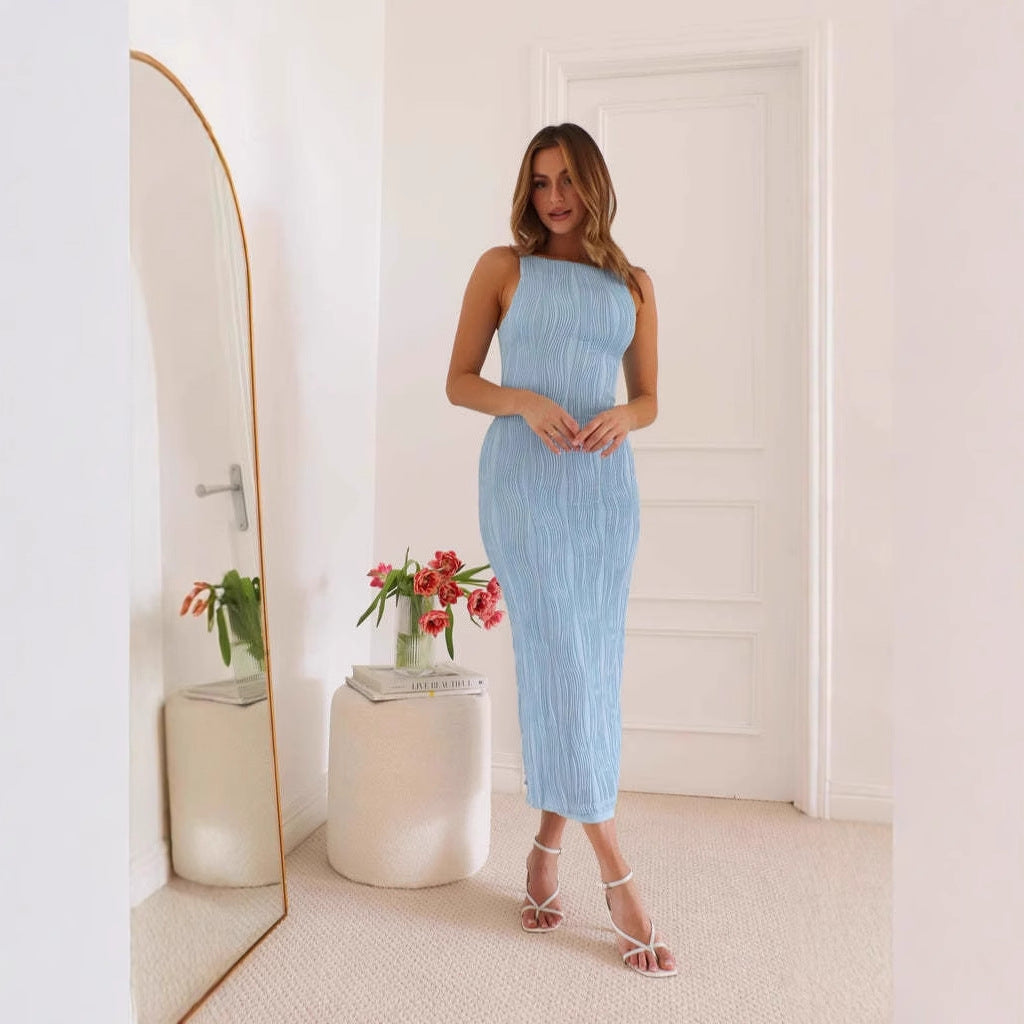 Dame Bodycon Maxi Kjole i Moderne Stribet Design Skovae