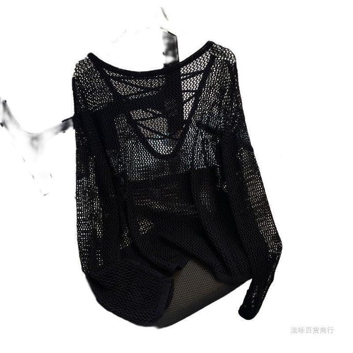 Kvindernes mesh sweater med åben snit og dyb V-hals Stilla