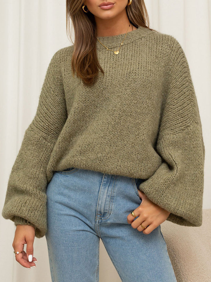 Kvinders chunky strik oversized sweater med voluminøse ærmer og hyggelig pasform Stilla
